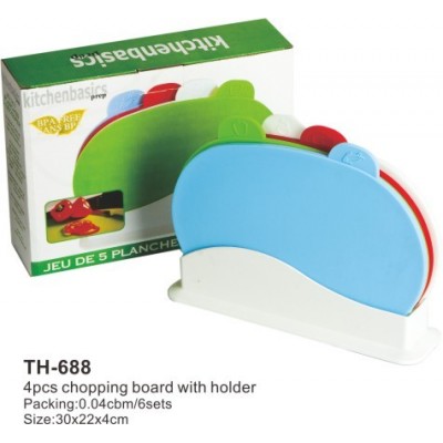 As Seen On TV cheap Cutting Board Set 4pcs Index cutting board With Holder semicircle