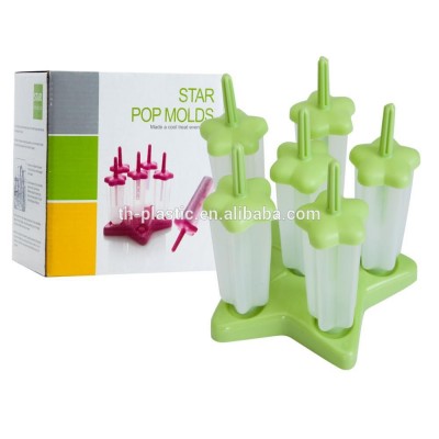 6pcs plastic  ice mold  homemade ice popsicle maker star shape