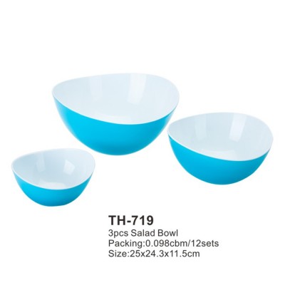 Ningbo Tianhong factory kitchenware 3pcs pp food grade plastic salad bowl